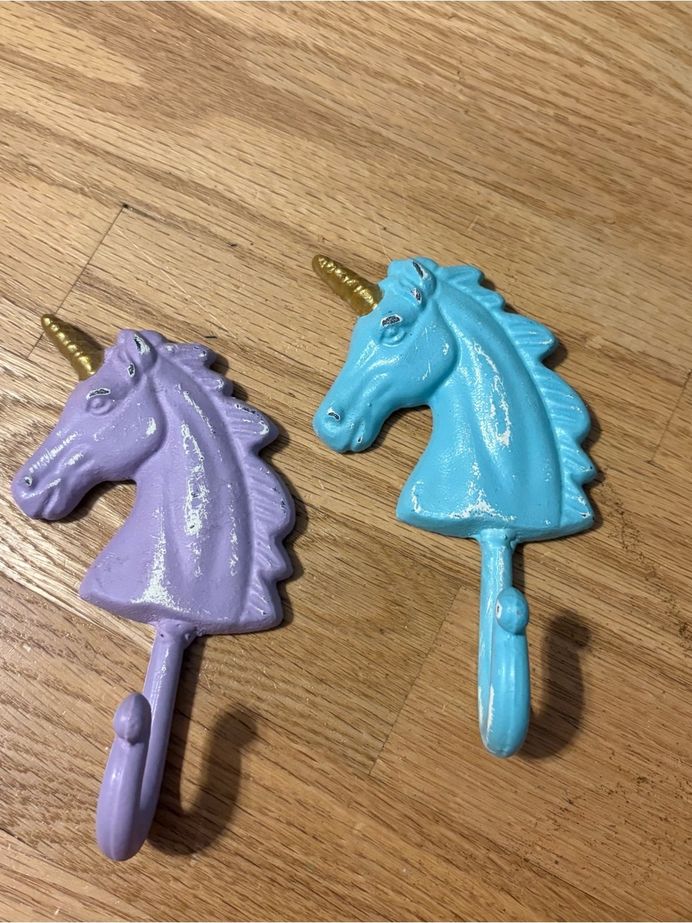Kids Unicorn Cast Iron Wall Hook - Purple & Blue Room Decor Metal